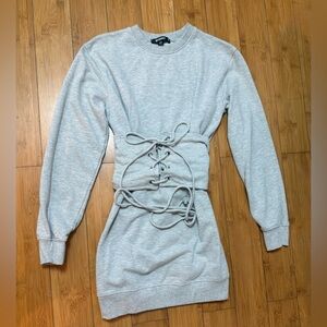 Missguided Gray Corset Sweater Dress